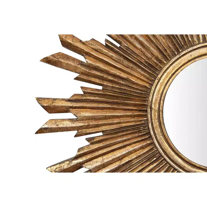Espejo de pared redondo de madera con diseño de rayos de sol, de 35.5", acabado dorado, acento ecléctico para el recibidor, compuesto de MDF