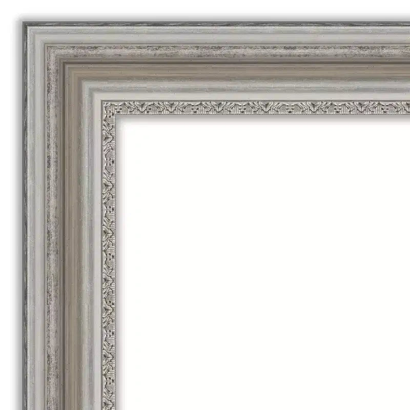 Miroir mural carré argenté moderne pour salon ou salle de bain, sans biseau, 32" x 32", cadre, fixation murale, quincaillerie incluse