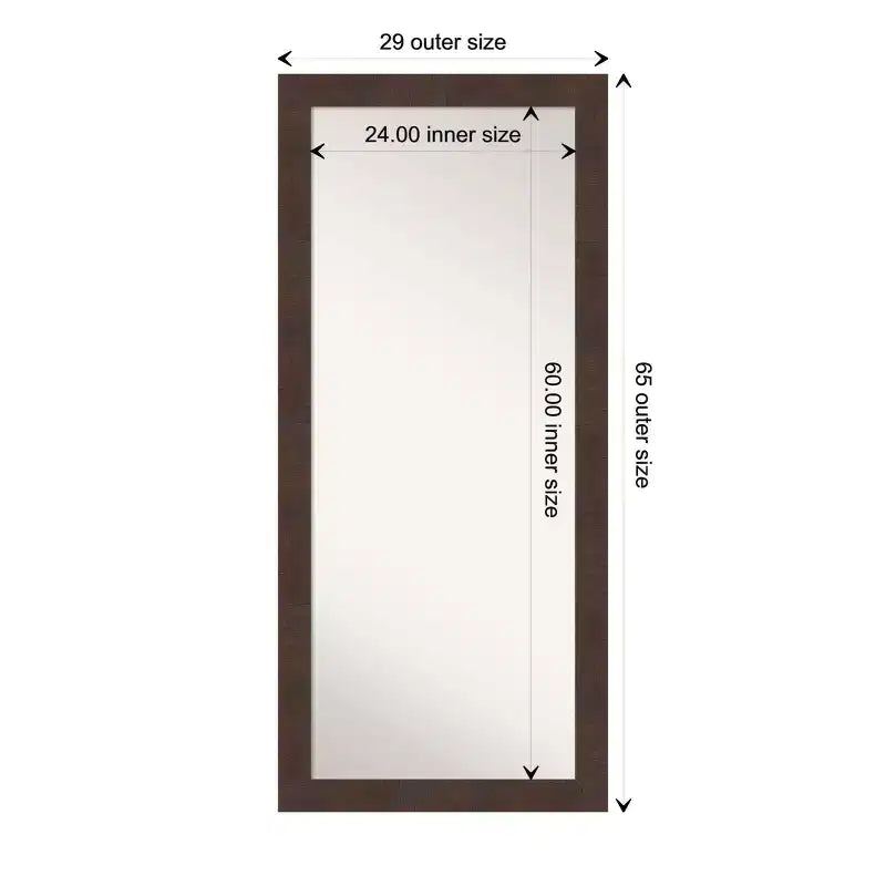 29" x 65" Ganzkörperspiegel zum Anlehnen, braun, ohne Facettenschliff, Rahmen aus Polystyrol, 5ft hoch