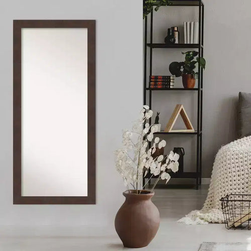 29" x 65" Ganzkörperspiegel zum Anlehnen, braun, ohne Facettenschliff, Rahmen aus Polystyrol, 5ft hoch