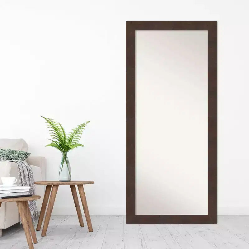 29" x 65" Ganzkörperspiegel zum Anlehnen, braun, ohne Facettenschliff, Rahmen aus Polystyrol, 5ft hoch