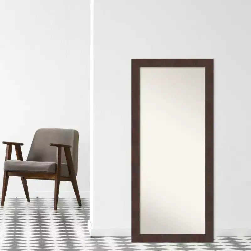 29" x 65" Ganzkörperspiegel zum Anlehnen, braun, ohne Facettenschliff, Rahmen aus Polystyrol, 5ft hoch