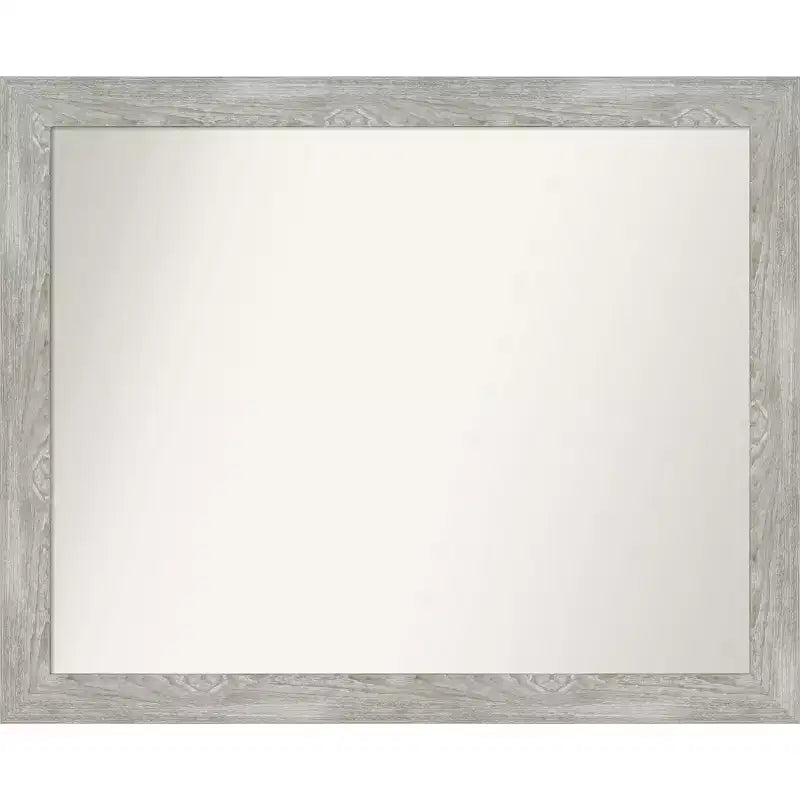 32" x 26" Non-Beveled Dove Gray Wash Narrow Wall Mirror - Amanti Art: Modern Rectangle, Includes Mounting Hardware