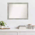 Espejo de pared estrecho gris paloma lavado, sin bisel, de 32" x 26", rectangular moderno, incluye herrajes de montaje