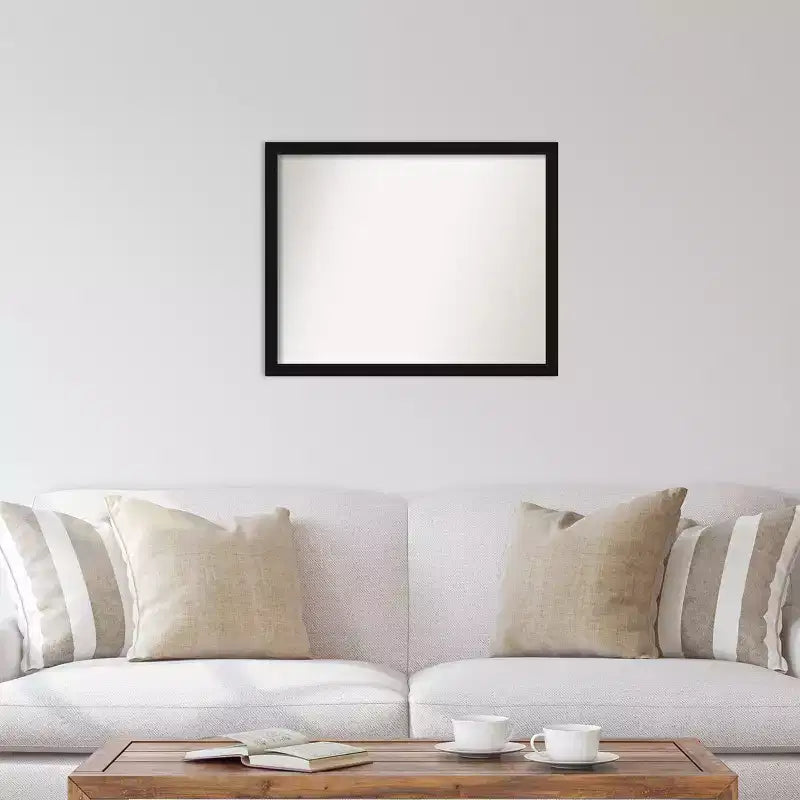 30" x 24" Schmaler schwarzer Wandspiegel, ohne Facettenschliff, im modernen Stil, Rahmen aus Polystyrol