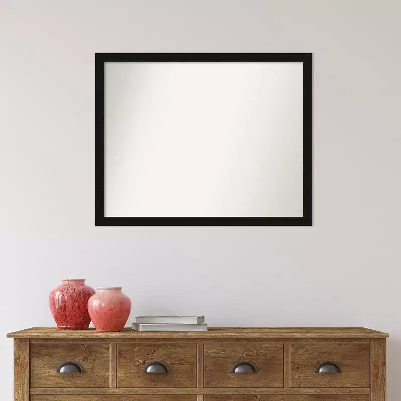 30" x 24" Schmaler schwarzer Wandspiegel, ohne Facettenschliff, im modernen Stil, Rahmen aus Polystyrol