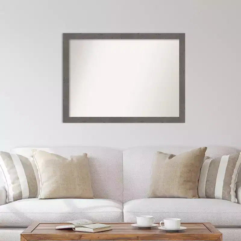 42" x 31" Schmaler Wandspiegel in rustikaler Holzplankenoptik, modernes rechteckiges Dekor, Montagematerial inklusive