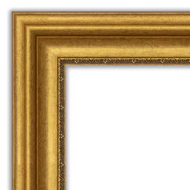 Miroir mural doré de style ancien pour coiffeuse, sans biseau, 24" x 30", cadre en polystyrène