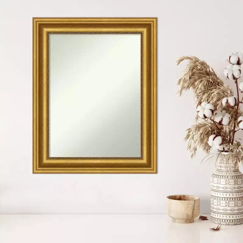 Miroir mural doré de style ancien pour coiffeuse, sans biseau, 24" x 30", cadre en polystyrène