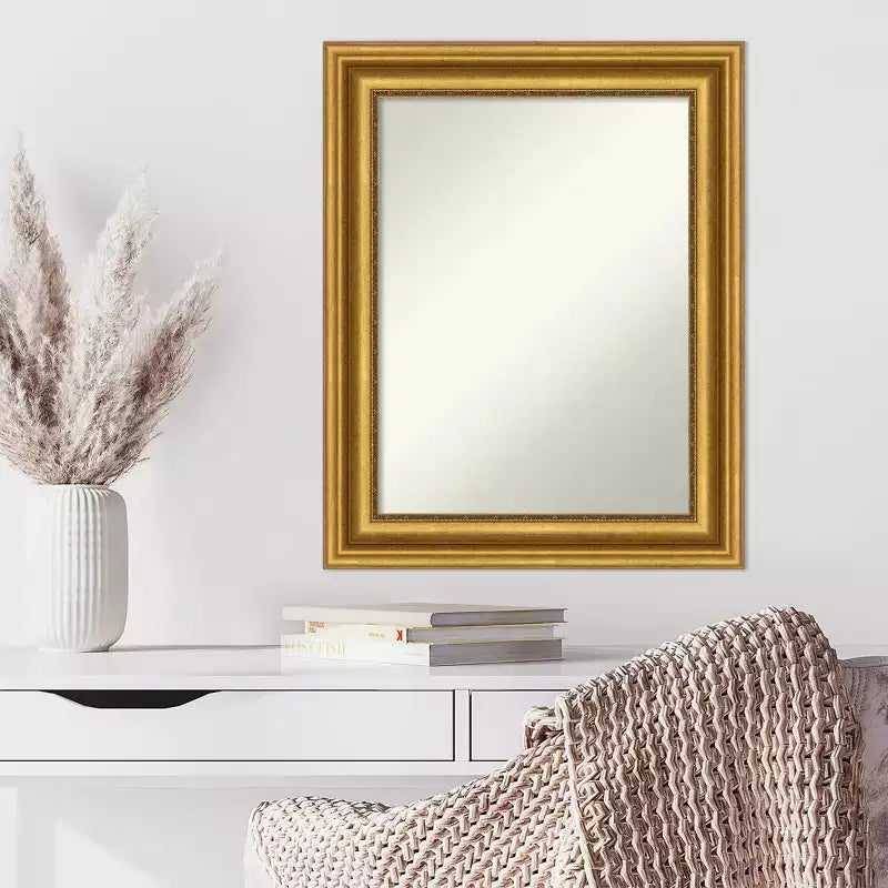 Miroir mural doré de style ancien pour coiffeuse, sans biseau, 24" x 30", cadre en polystyrène