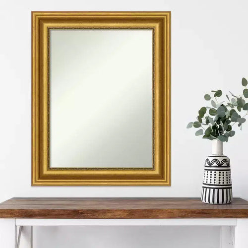Miroir mural doré de style ancien pour coiffeuse, sans biseau, 24" x 30", cadre en polystyrène