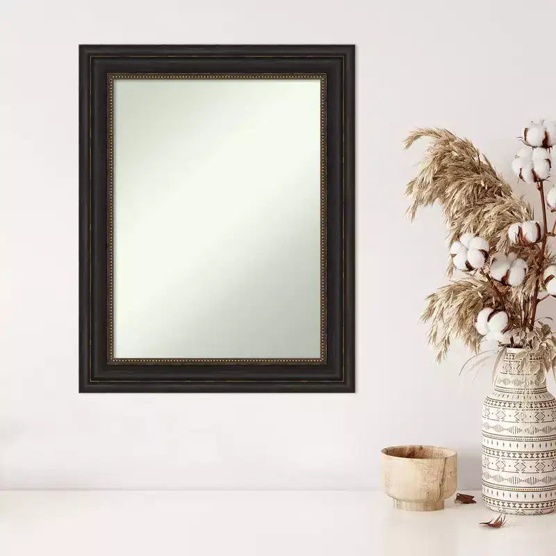23" x 29" Dekorativer Wandspiegel in Bronze, ohne Facettenschliff, modern und rechteckig, Rahmen aus Polystyrol, Montagematerial inklusive