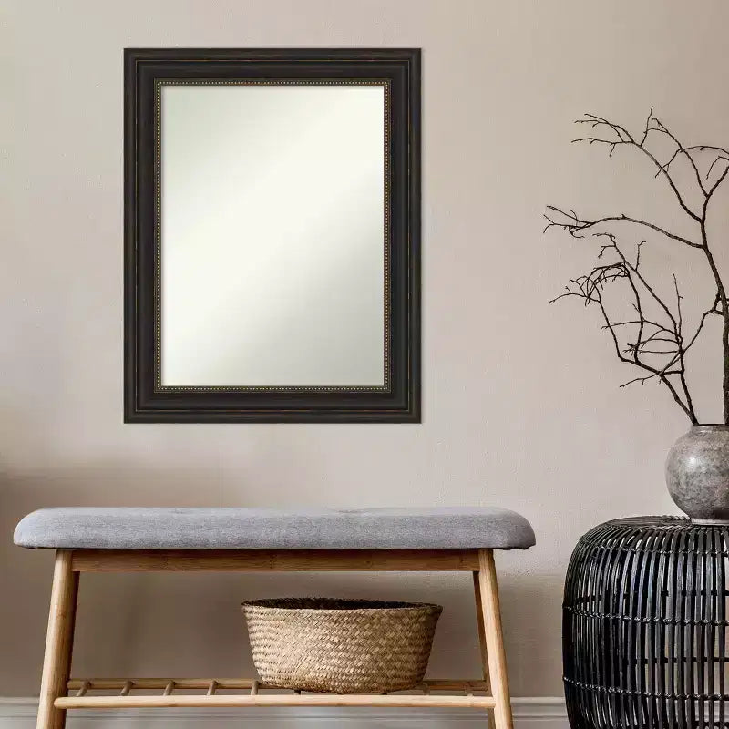 23" x 29" Dekorativer Wandspiegel in Bronze, ohne Facettenschliff, modern und rechteckig, Rahmen aus Polystyrol, Montagematerial inklusive