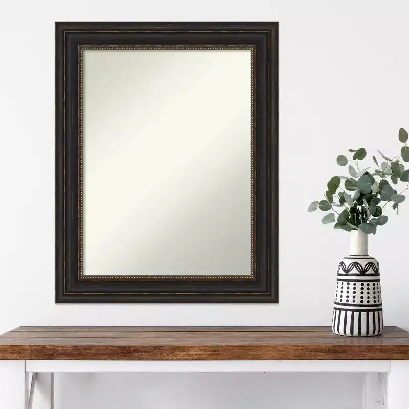 23" x 29" Dekorativer Wandspiegel in Bronze, ohne Facettenschliff, modern und rechteckig, Rahmen aus Polystyrol, Montagematerial inklusive