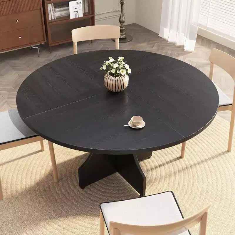 Runder Esstisch, 47 Inch, für 4 bis 6 Personen, rustikaler Küchentisch im Landhausstil mit Säulenfuß, platzsparendes Design für kleine Esszimmer oder Apartments