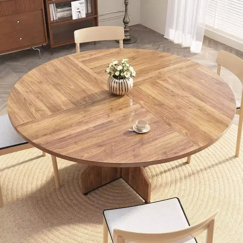 Runder Esstisch, 47 Inch, für 4 bis 6 Personen, rustikaler Küchentisch im Landhausstil mit Säulenfuß, platzsparendes Design für kleine Esszimmer oder Apartments