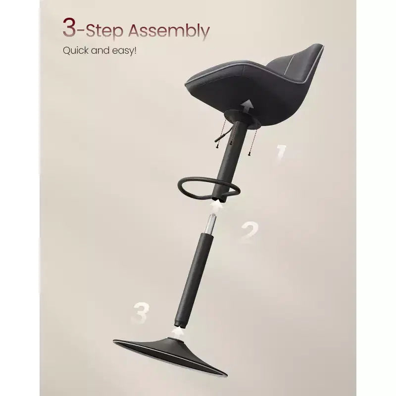 Juego de 2 taburetes de bar, altura ajustable y giratorios, con respaldo ergonómico, cuero sintético, sillas altas de bar modernas
