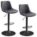 Juego de 2 taburetes de bar, altura ajustable y giratorios, con respaldo ergonómico, cuero sintético, sillas altas de bar modernas