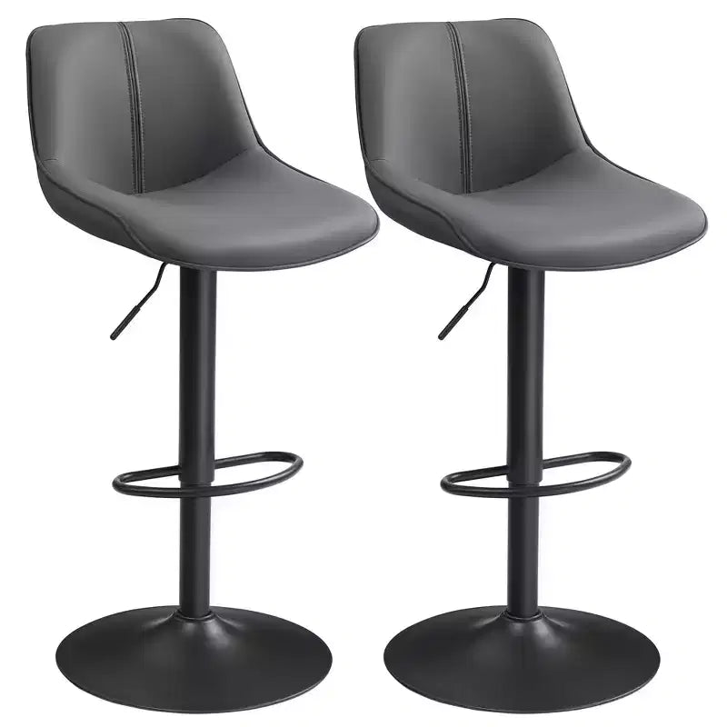 Barhocker-Set, 2 Stück, höhenverstellbare drehbare Barhocker mit ergonomischer Rückenlehne, Kunstleder, moderne hohe Barstühle
