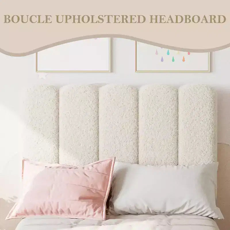 Cadre de lit plateforme simple, tête de lit rembourrée et douce, lattes en bois, sommier inutile, sans bruit, mobilier de chambre