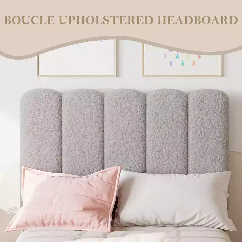 Cadre de lit plateforme simple, tête de lit rembourrée et douce, lattes en bois, sommier inutile, sans bruit, mobilier de chambre