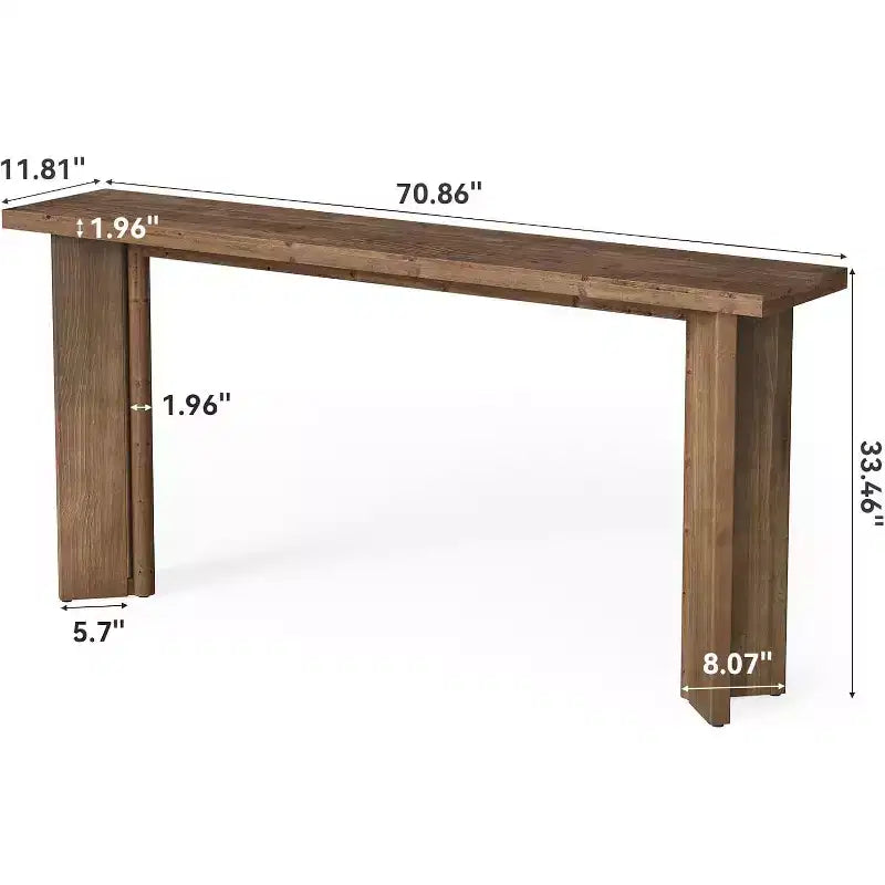Mesa consola de madera maciza de 70.9 pulgadas, estrecha y larga, para colocar detrás del sofá, mesa de entrada de estilo rústico de granja para sala de estar, pasillo o recibidor