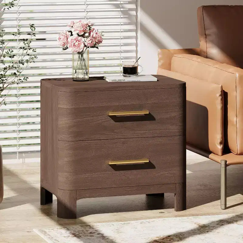 Klassischer Nachttisch im Retro-Landhausstil mit 2 Schubladen