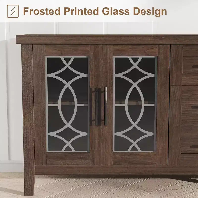 TV-Schrank im Landhausstil mit Glastür für Fernseher bis 70 In, TV-Schrank mit 3 Schubladen, rustikales Entertainment-Center, TV-Möbel für Wohnzimmer und Schlafzimmer