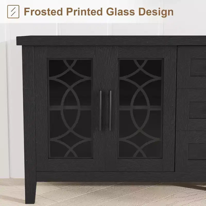 TV-Schrank im Landhausstil mit Glastür für Fernseher bis 70 In, TV-Schrank mit 3 Schubladen, rustikales Entertainment-Center, TV-Möbel für Wohnzimmer und Schlafzimmer