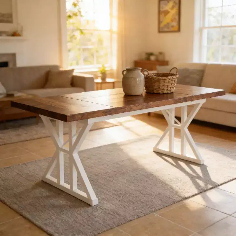 Klassischer Esstisch aus Holz im Retro-Landhausstil