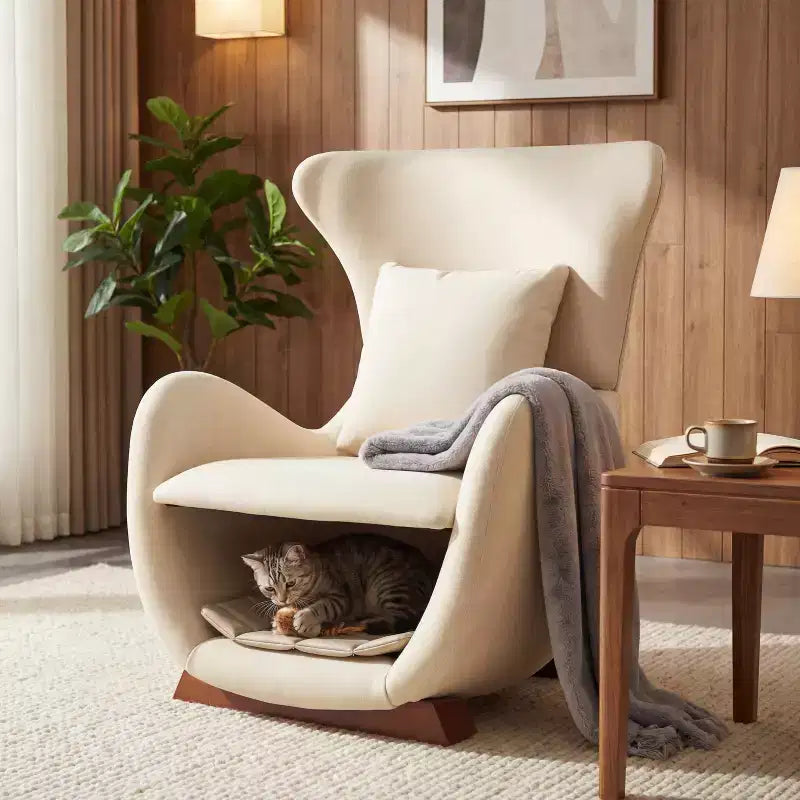 Sillón decorativo apto para mascotas con rincón integrado para gatos, sillón moderno de doble capa, acogedor y cómodo, con cama para mascotas