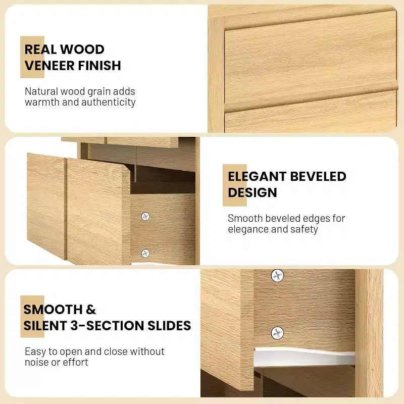 Moderne Schlafzimmerkommode mit 9 Schubladen, breite Schubladenkommode mit Kippsicherung, Holzschrank und TV-Ständer für Kleiderschrank, Wohnzimmer