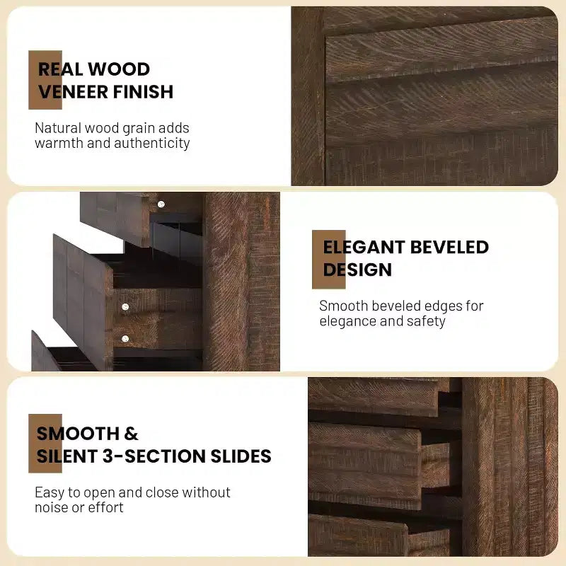 Moderne Schlafzimmerkommode mit 9 Schubladen, breite Schubladenkommode mit Kippsicherung, Holzschrank und TV-Ständer für Kleiderschrank, Wohnzimmer