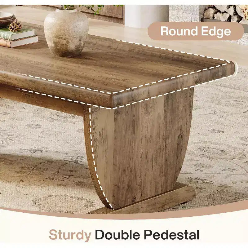 Mesa de centro rectangular de 48 pulgadas, mesa baja de madera para sala de estar, mesa central de estilo rústico, fácil de montar
