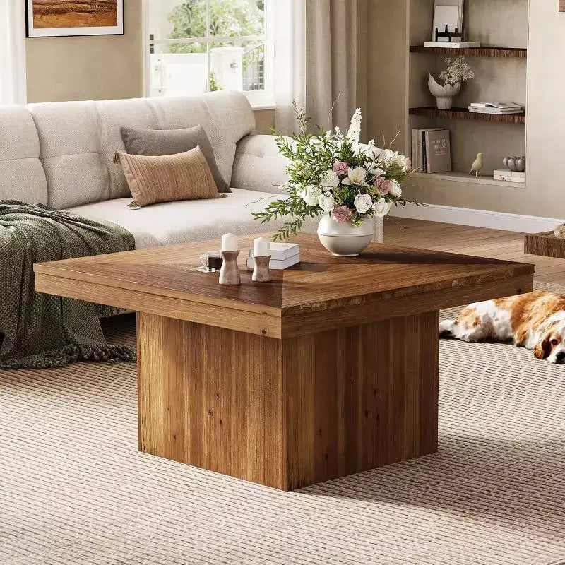 Table basse en bois pour salon, table basse carrée moderne de 35.43, meuble d’appoint de style rustique pour thé ou cocktails, pour petit espace et bureau