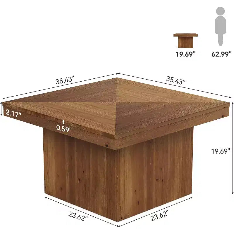 Table basse en bois pour salon, table basse carrée moderne de 35.43, meuble d’appoint de style rustique pour thé ou cocktails, pour petit espace et bureau