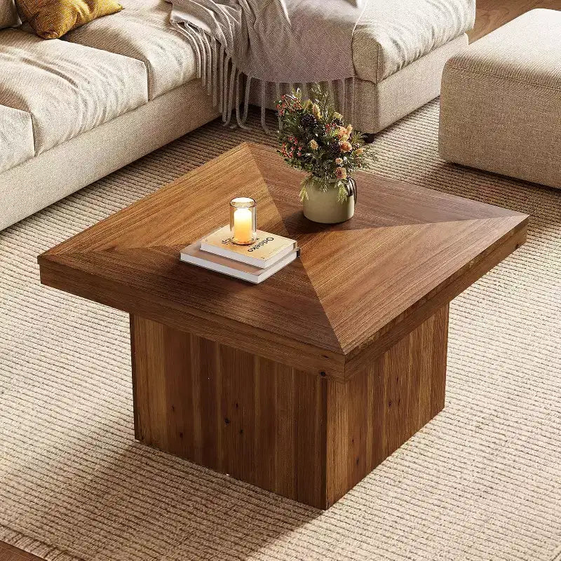 Table basse en bois pour salon, table basse carrée moderne de 35.43, meuble d’appoint de style rustique pour thé ou cocktails, pour petit espace et bureau