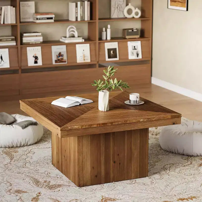 Table basse en bois pour salon, table basse carrée moderne de 35.43, meuble d’appoint de style rustique pour thé ou cocktails, pour petit espace et bureau