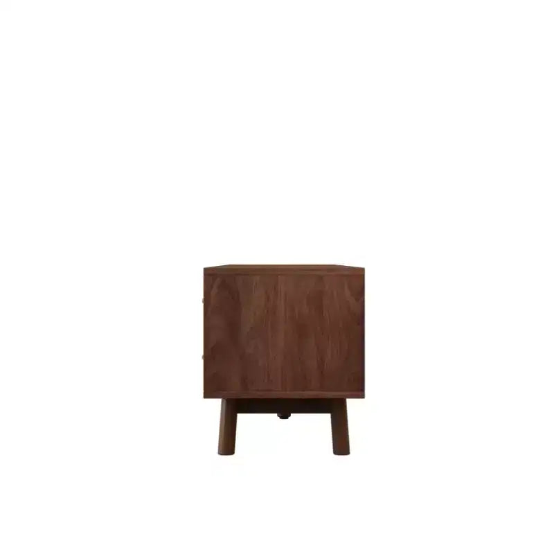 Mueble moderno de ratán para TV de 70, consola multimedia para televisores de hasta 80, centro de entretenimiento con 4 cajones y sistema de organización de cables, marrón oscuro
