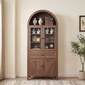 JVNOXK Walnut Dome Cabinet with Arch Design & Large Storage Space