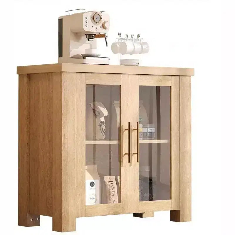 Buffet en bois avec rangement et portes en verre trempé, crédence de rangement de 59 pour salle à manger et salon
