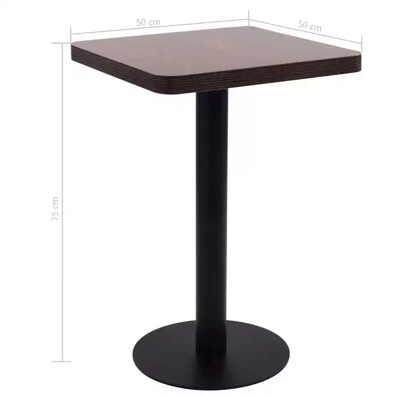 Bistro-Tisch aus dunkelbraunem MDF, 23.6 x 23.6 in, eleganter Bistro-Tisch