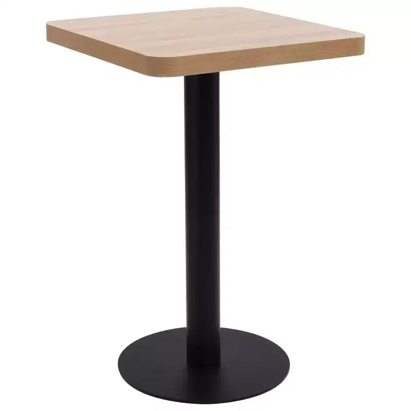 Mesa de bistró de MDF marrón oscuro, 23.6 x 23.6 in, elegante