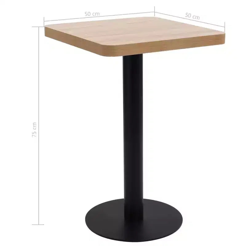 Mesa de bistró de MDF marrón oscuro, 23.6 x 23.6 in, elegante