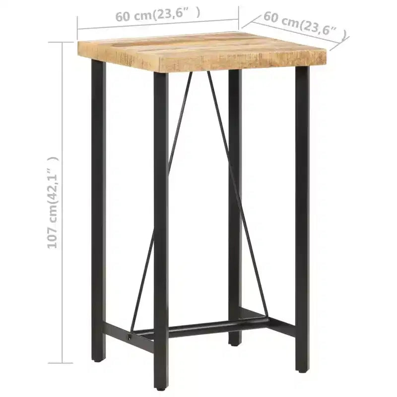 Bartisch aus braunem, rustikalem Mangoholz, langlebig, rechteckig
