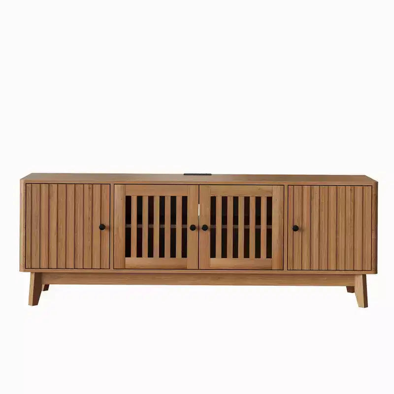Mueble para TV y centro de entretenimiento con armarios de almacenamiento, 4 puertas, consola multimedia para televisores de hasta 70 pulgadas