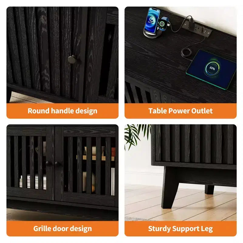 Mueble para TV y centro de entretenimiento con armarios de almacenamiento, 4 puertas, consola multimedia para televisores de hasta 70 pulgadas