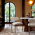 Silla auxiliar de comedor tapizada en tela beige de alto rendimiento, juego de 2 pares