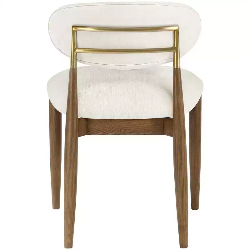 Silla auxiliar de comedor tapizada en tela beige de alto rendimiento, juego de 2 pares