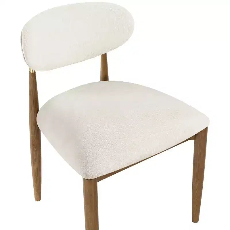 Silla auxiliar de comedor tapizada en tela beige de alto rendimiento, juego de 2 pares